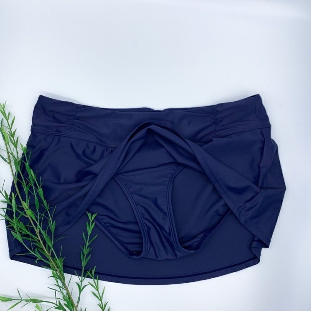 ATHLETA navy blue shirred swim skirt XL - Picture 3 of 4
